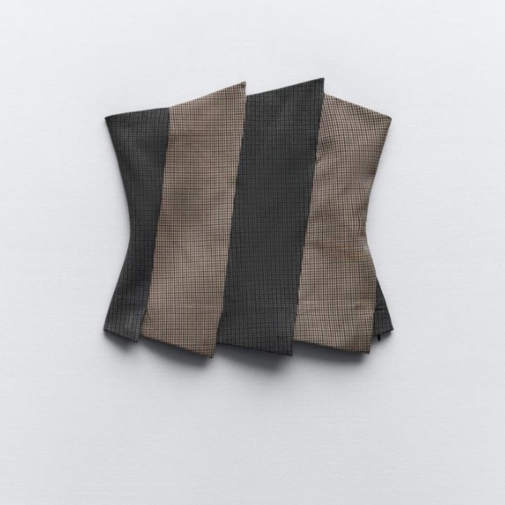 Zara Strapless Plaid Top